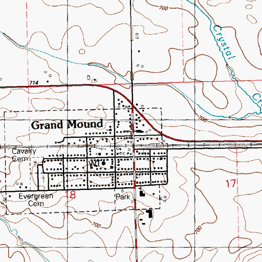 Topographic Map of Grand Mound Medical Clinic, IA
