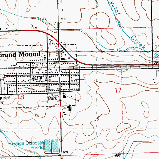 Topographic Map of Grand Mound Post Office, IA