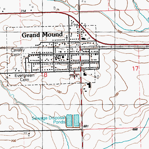 Topographic Map of Ground Mound Ball Park, IA