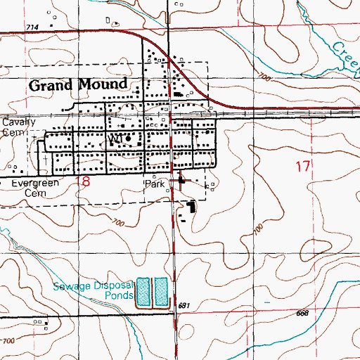 Topographic Map of Grand Mound Elementary School, IA