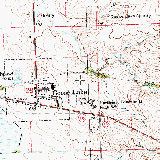 Topographic Map of Northeast Elementary School, IA