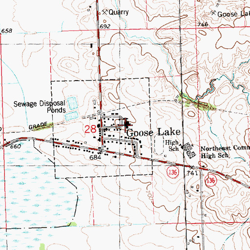 Topographic Map of Goose Lake Fire Department, IA