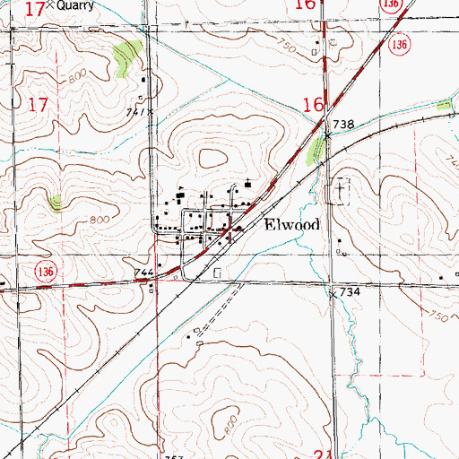 Topographic Map of Elwood (historical), IA
