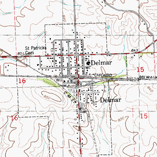 Topographic Map of Delmar Junction (historical), IA