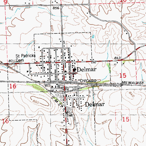 Topographic Map of Saint Patricks Church, IA