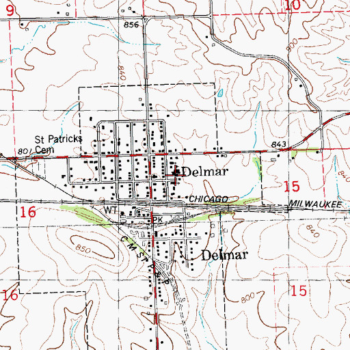 Topographic Map of Delwood Elementary School, IA