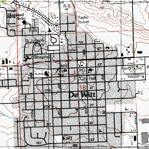 Topographic Map of De Witt Police Department, IA