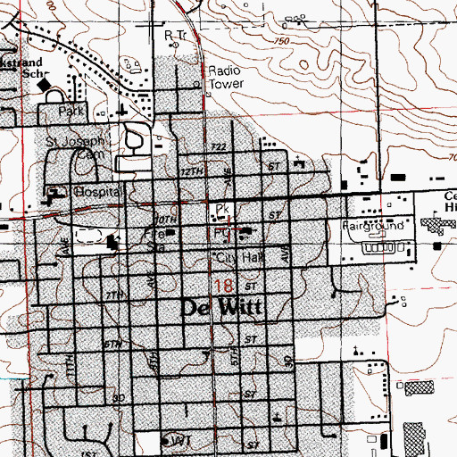 Topographic Map of Frances Banta Waggoner Library, IA