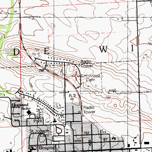 Topographic Map of De Witt Lutheran Fellowship, IA