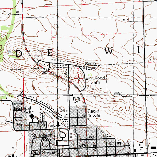 Topographic Map of De Witt Evangelical Free Church, IA