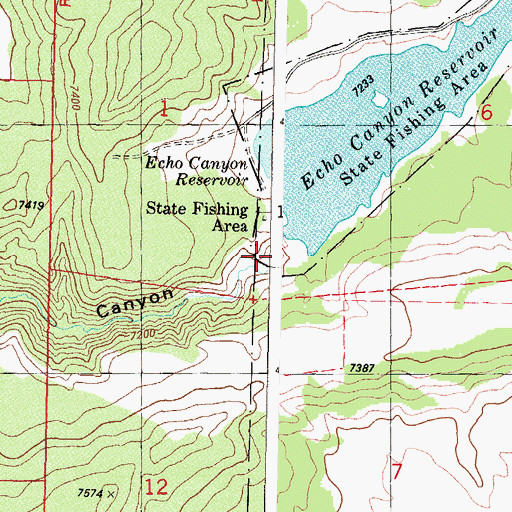 Topographic Map of Echo Canyon Dam, CO