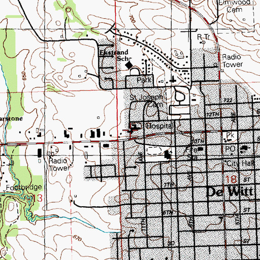 Topographic Map of Genesis Medical Center De Witt, IA