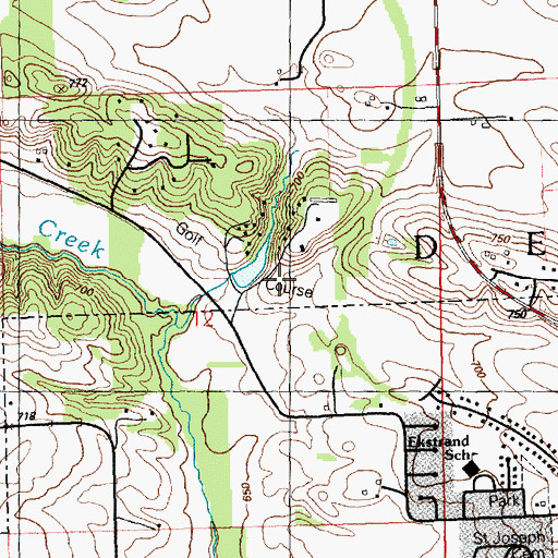 Topographic Map of Springbrook Country Club, IA