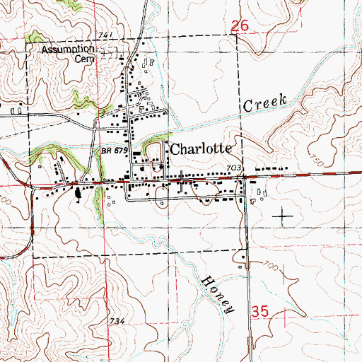Topographic Map of Charlotte Post Office, IA