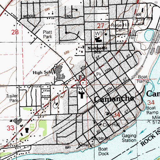 Topographic Map of Camanche Post Office, IA