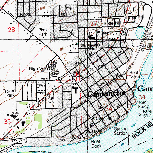 Topographic Map of Camanche Police Department, IA