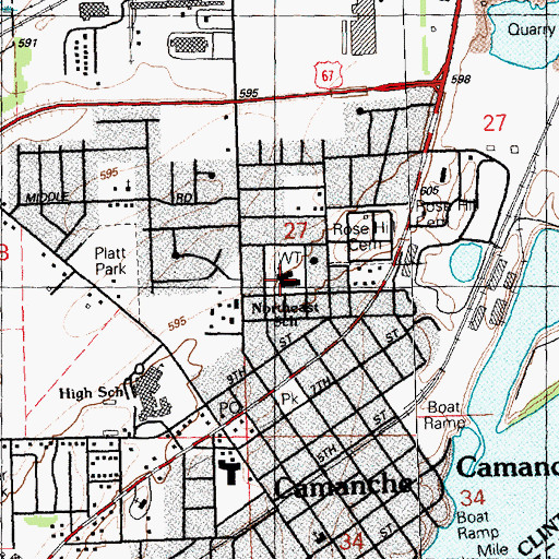 Topographic Map of Camanche Elementary School, IA