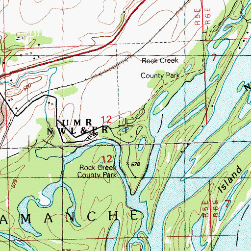 Topographic Map of Rock Creek Marina and Campground, IA