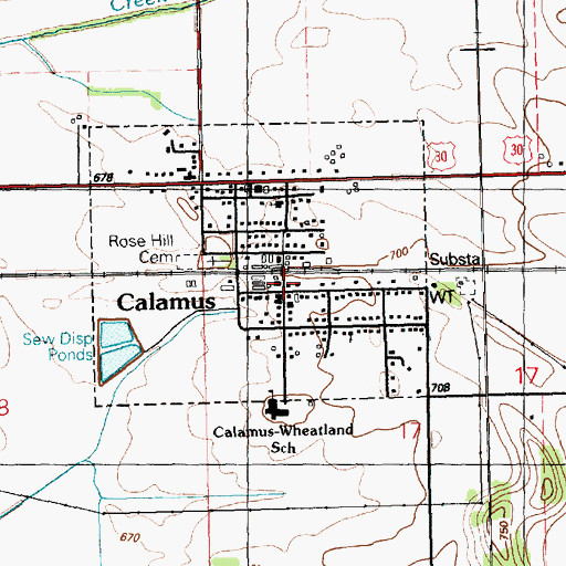 Topographic Map of Calamus Post Office, IA