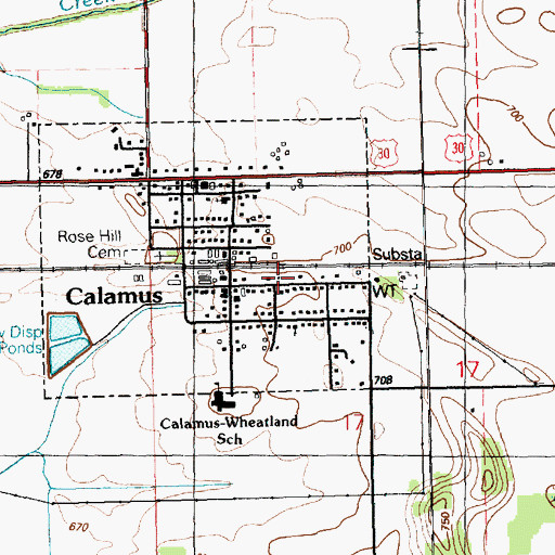 Topographic Map of Calamus Volunteer Fire Department, IA