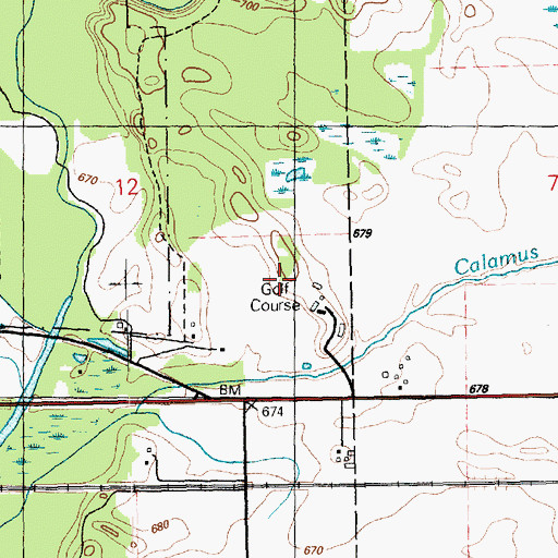 Topographic Map of Wapsi Oaks Country Club, IA