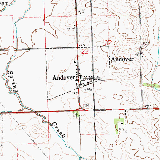 Topographic Map of Andover (historical), IA