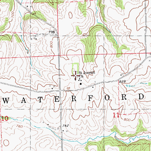 Topographic Map of Saint Josephs Cemetery, IA