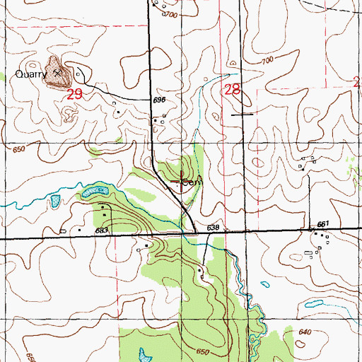 Topographic Map of Barber Cemetery, IA