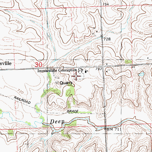 Topographic Map of Immaculate Conception Cemetery, IA