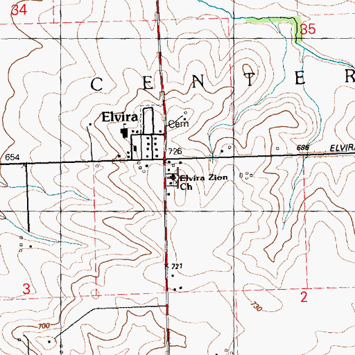 Topographic Map of Elvira Zion Church, IA