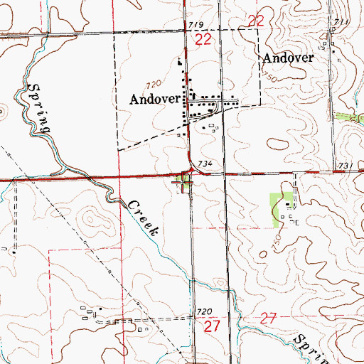 Topographic Map of Andover Cemetery, IA