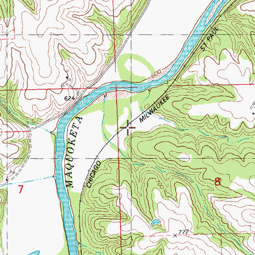 Topographic Map of Rockaway (historical), IA