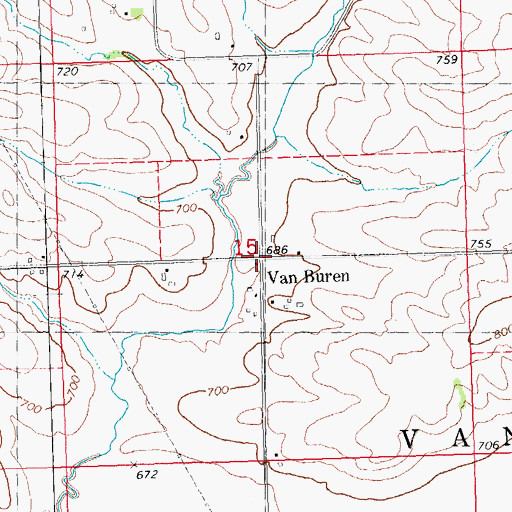 Topographic Map of Vanburen Post Office (historical), IA