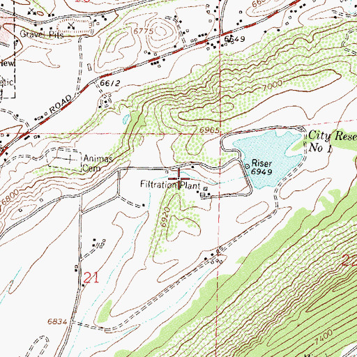 Topographic Map of Durango Regulatory Dam, CO
