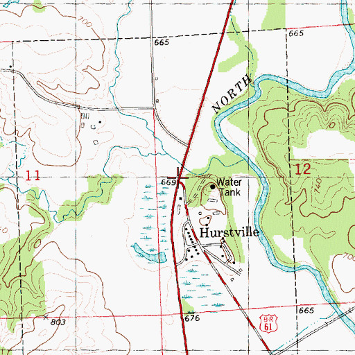 Topographic Map of Hurstville Post Office (historical), IA