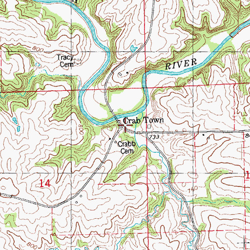 Topographic Map of Crabb Post Office (historical), IA