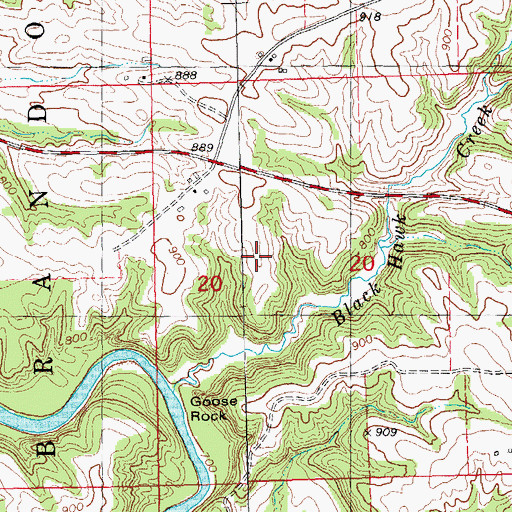 Topographic Map of Ozark Post Office (historical), IA