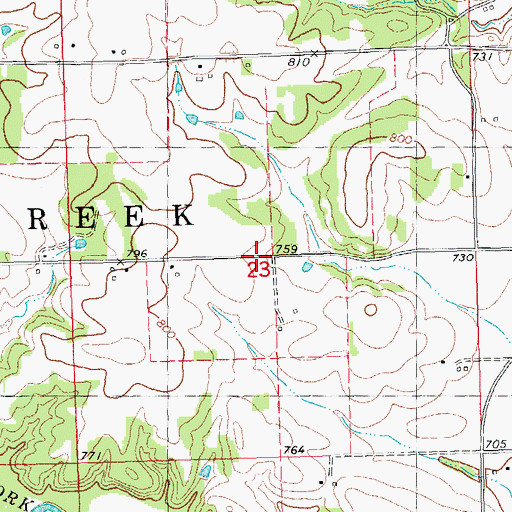 Topographic Map of New Castle Post Office (historical), IA
