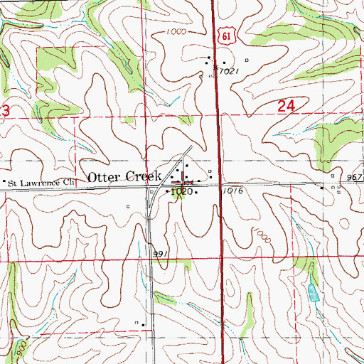 Topographic Map of Ottercreek Post Office (historical), IA
