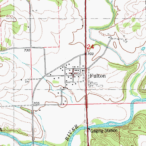 Topographic Map of Fulton Post Office (historical), IA
