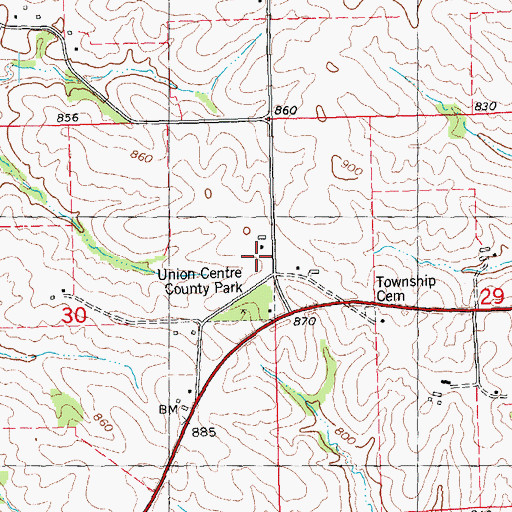Topographic Map of Union Center Post Office (historical), IA