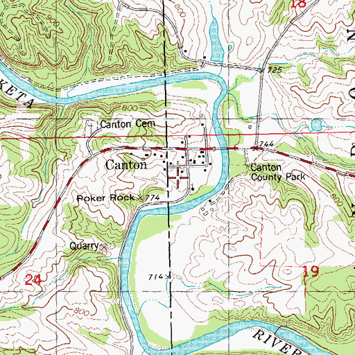 Topographic Map of Canton School (historical), IA