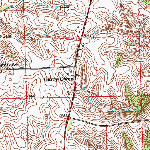 Topographic Map of Garry Owen Post Office (historical), IA