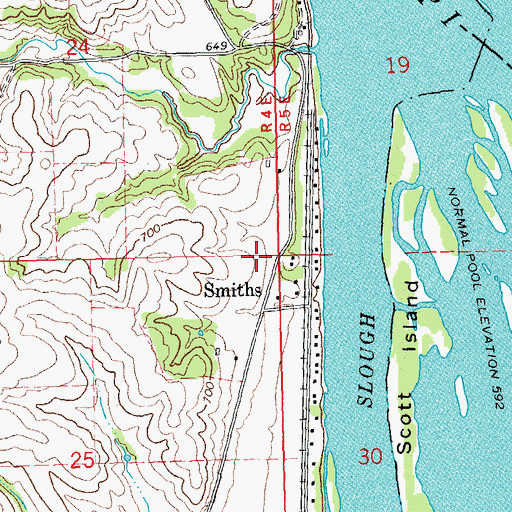 Topographic Map of Smith's Ferry Post Office (historical), IA