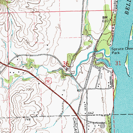 Topographic Map of Spruce Mills Post Office (historical), IA