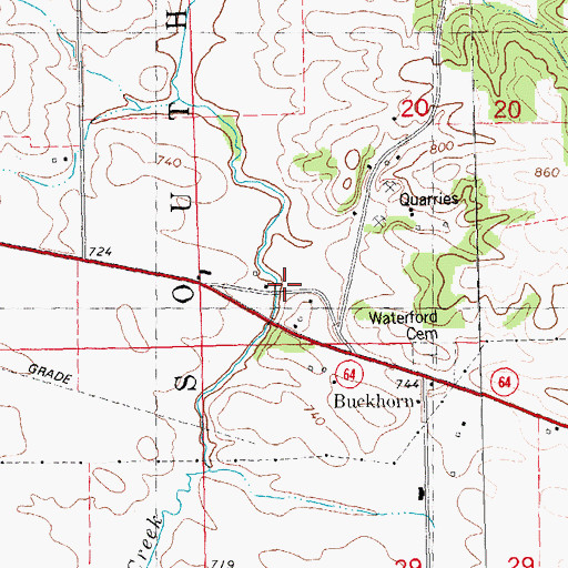 Topographic Map of Waterford Post Office (historical), IA