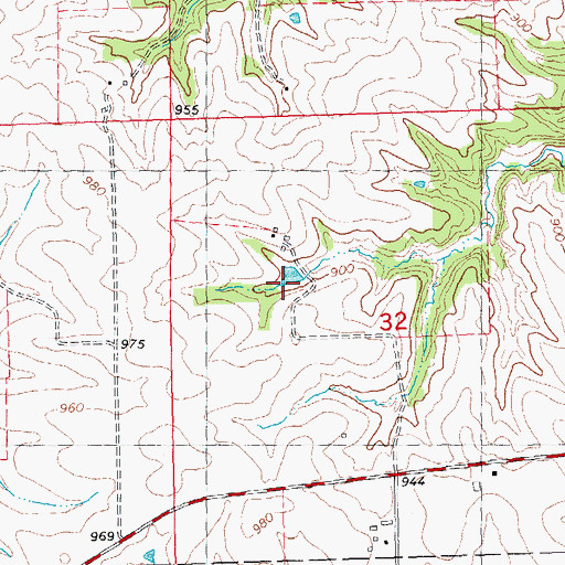 Topographic Map of Hickory Grove Post Office (historical), IA