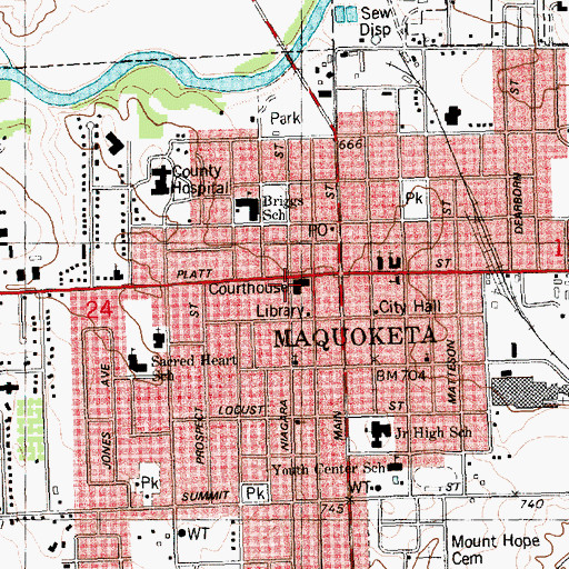 Topographic Map of Jackson County Sheriff's Ofc, IA