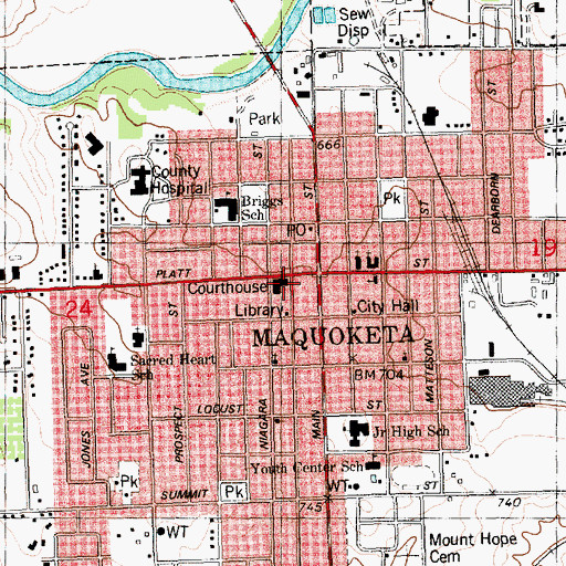 Topographic Map of Jackson County Courthouse, IA