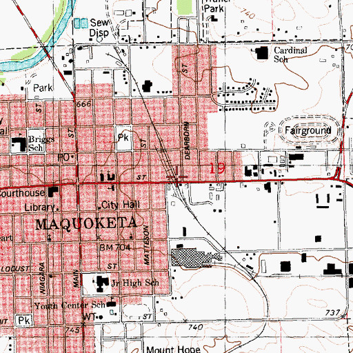 Topographic Map of Maquoketa (historical), IA